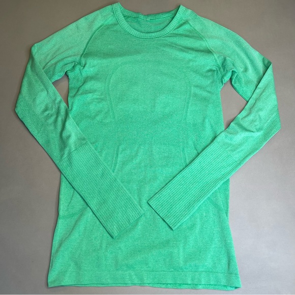 lululemon athletica Tops - Lululemon Swiftly Tech Long Sleeve Heathered Green Bean Size 6